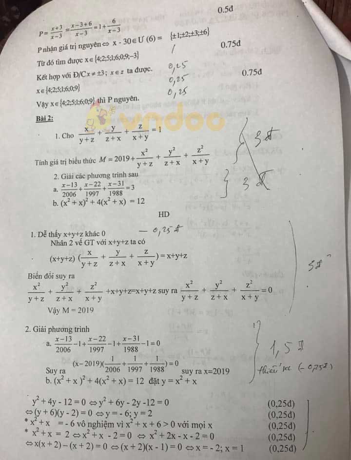 Đề thi chọn học sinh giỏi cấp huyện lớp 8 môn Toán Phòng GD&ĐT huyện Thuận Thành năm học 2018 - 2019