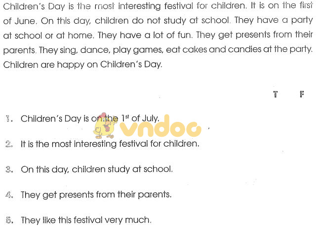 Bài tập tiếng Anh lớp 4 Unit 15: When's Children's Day? có đáp án