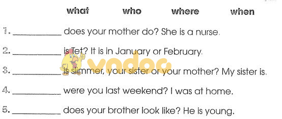 Bài tập cuối tuần môn Tiếng Anh lớp 4 - Tuần 26