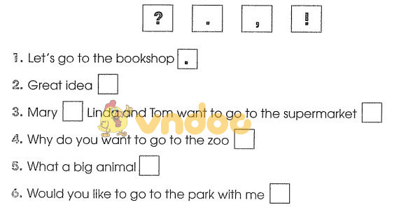 Bài tập tiếng Anh lớp 4 Unit 16: Let's go to the bookshop có đáp án