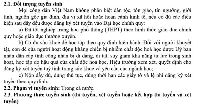 Phương án tuyển sinh của trường Đại học Bình Dương