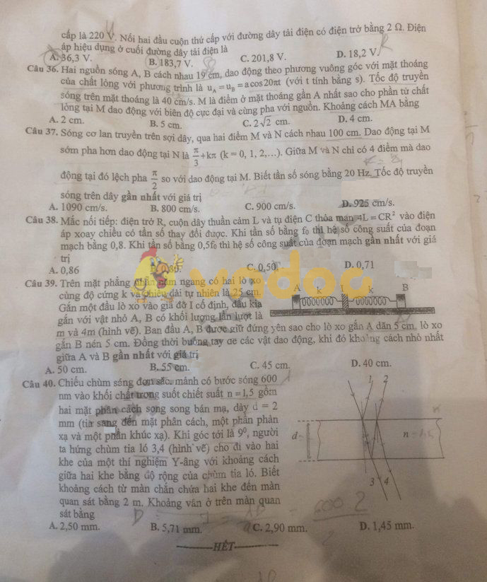 Đề thi thử THPT Quốc gia môn Vật lý năm 2019 Sở GD&ĐT Hà Nội