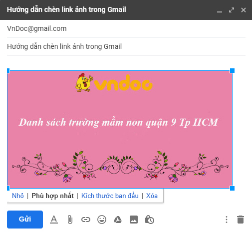 Hướng dẫn chèn link vào ảnh trong gmail