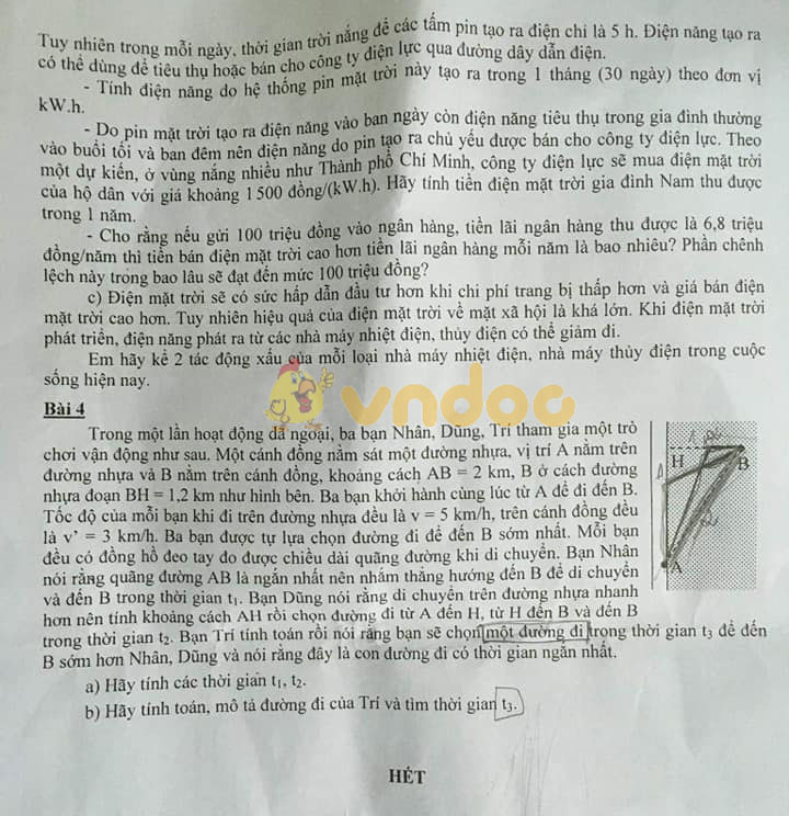 Đề thi chọn học sinh giỏi cấp thành phố lớp 9 môn Vật lý Sở GD&ĐT Thành Phố Hồ Chí Minh năm học 2018 - 2019