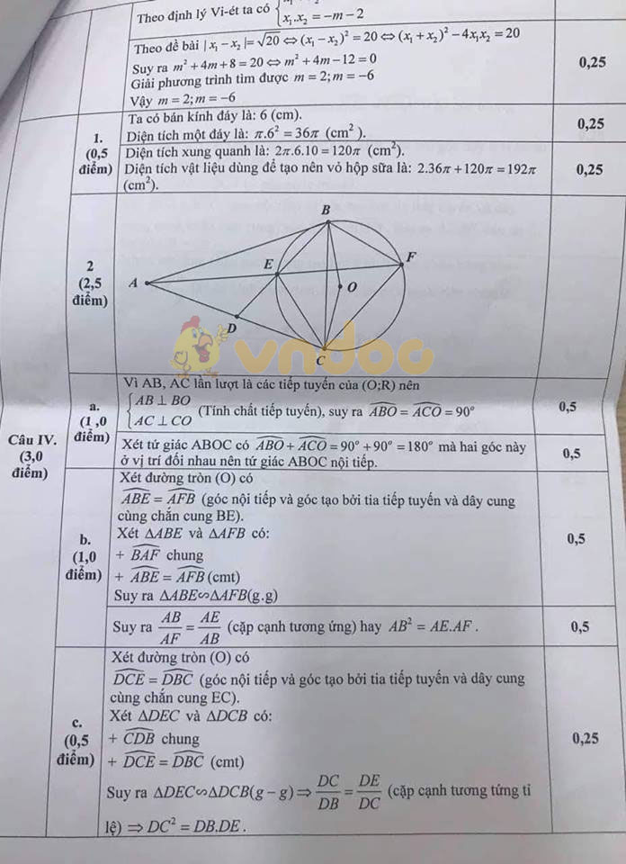 Đề thi học kì 2 lớp 9 môn Toán Phòng GD&ĐT Quận Cầu Giấy năm học 2018 - 2019
