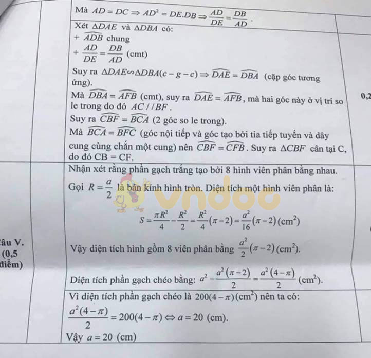 Đề thi học kì 2 lớp 9 môn Toán Phòng GD&ĐT Quận Cầu Giấy năm học 2018 - 2019