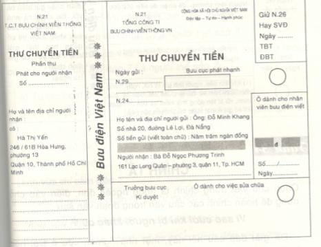 Điền vào giấy tờ in sẵn