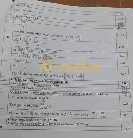 Đề thi học kì 2 lớp 8 môn Toán trường THCS Lê Quý Đôn, Cầu Giấy năm học 2018 - 2019 (đề 2)