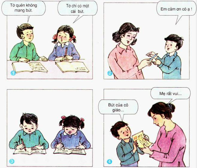 Giải bài Tập làm văn lớp 2: Kể ngắn theo tranh. Luyện tập về thời khóa biểu câu 1