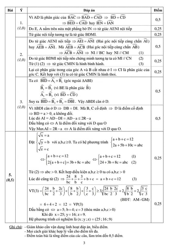 Đề thi học kì 2 lớp 9 môn Toán Sở GD&ĐT Thái Bình năm học 2018 - 2019