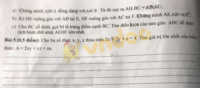 Đề thi học kì 2 lớp 8 môn Toán Phòng GD&ĐT Thạch Thất năm học 2018 - 2019