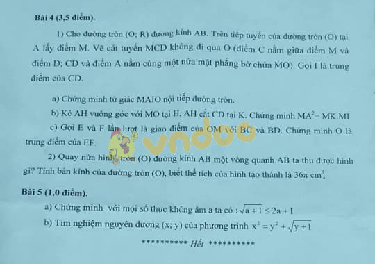Đề thi thử vào lớp 10 môn Toán trường THCS Trương Công Định, Lê Chân năm học 2019 - 2020