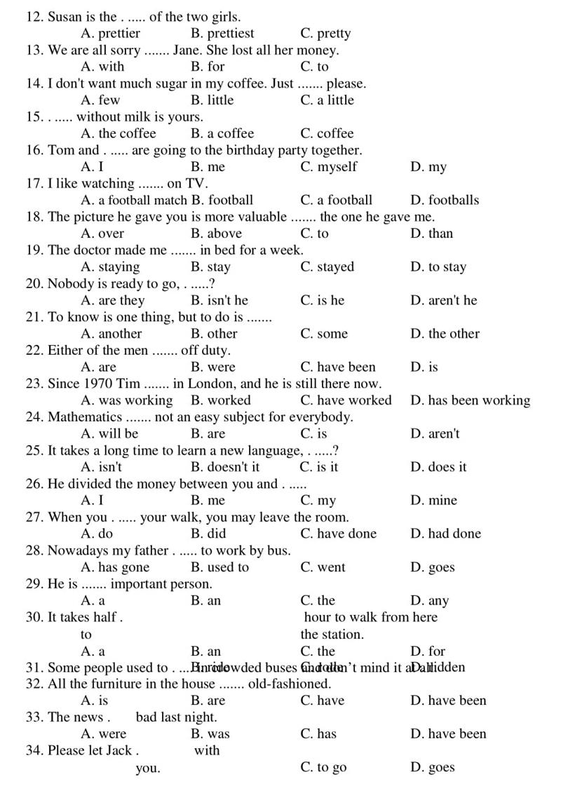 Đề thi vào lớp 10 môn Tiếng Anh