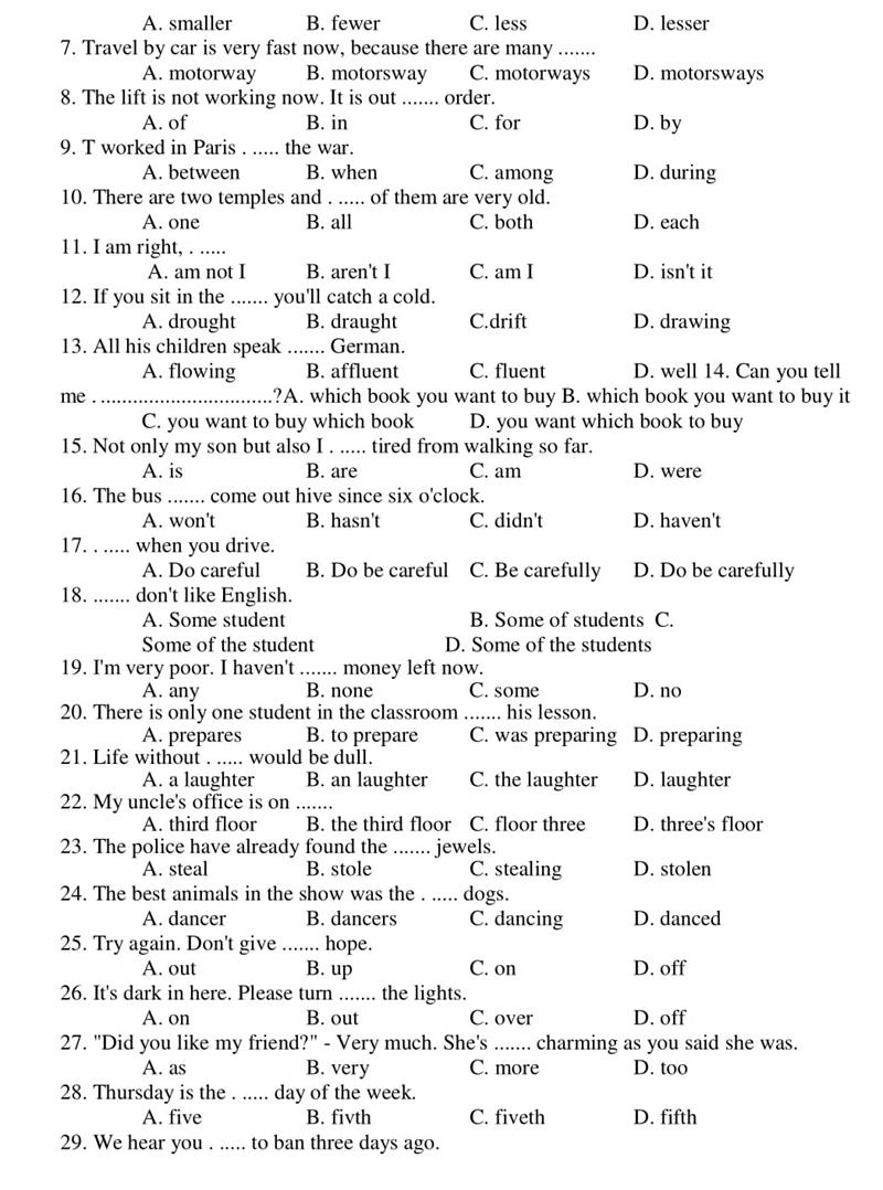Đề thi vào lớp 10 môn Tiếng Anh