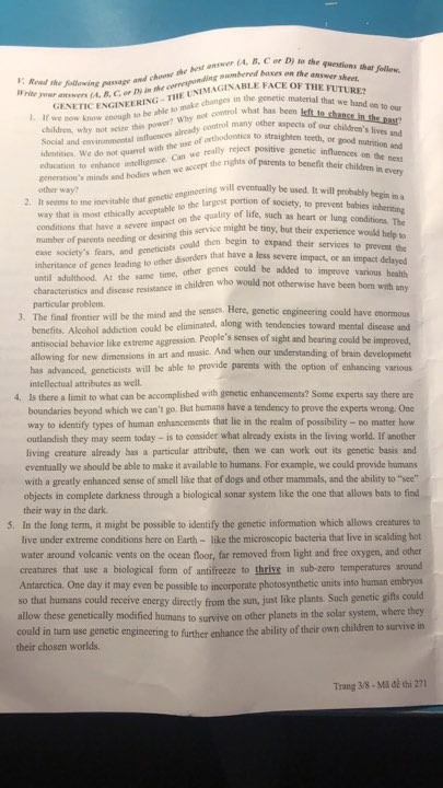 Đề thi vào lớp 10 chuyên Tiếng Anh