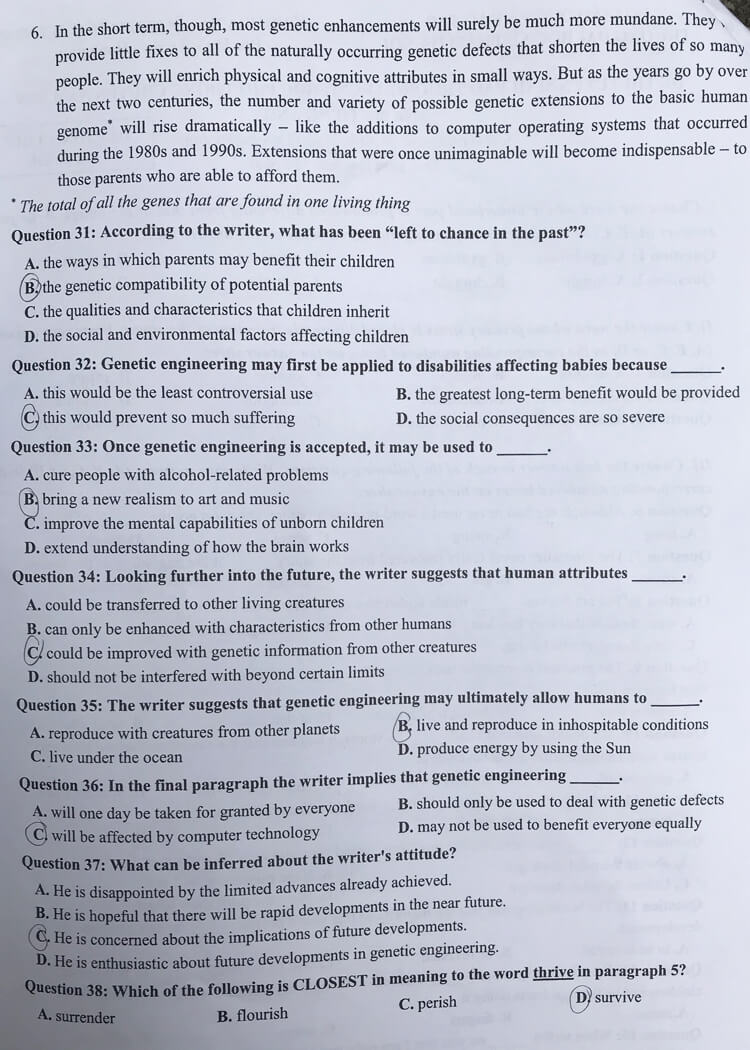 Đề thi vào lớp 10 chuyên Tiếng Anh