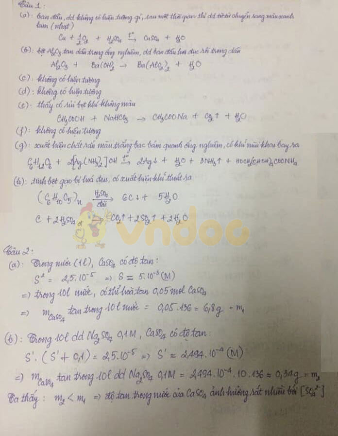 Đề thi tuyển sinh vào lớp 10 môn Hóa học Trường Phổ Thông Năng Khiếu, Hồ Chí Minh năm học 2019 - 2020