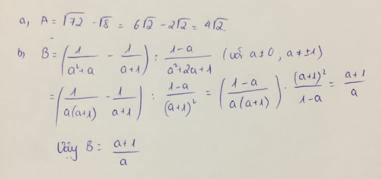 Đáp án đề thi vào lớp 10 môn Toán tỉnh Hà Tĩnh 2019