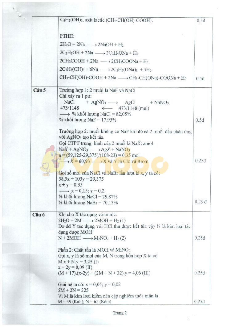 Đề thi tuyển sinh vào lớp 10 môn Hóa học THPT Chuyên Sở GD&ĐT Thái Bình năm học 2019 - 2020 (chuyên Hóa)