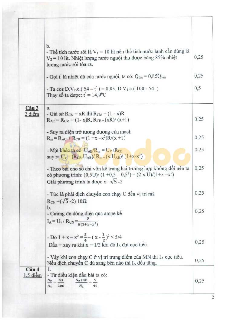 Đề thi tuyển sinh vào lớp 10 môn Vật lý THPT Chuyên Sở GD&ĐT Thái Bình năm học 2019 - 2020 (chuyên Lý)