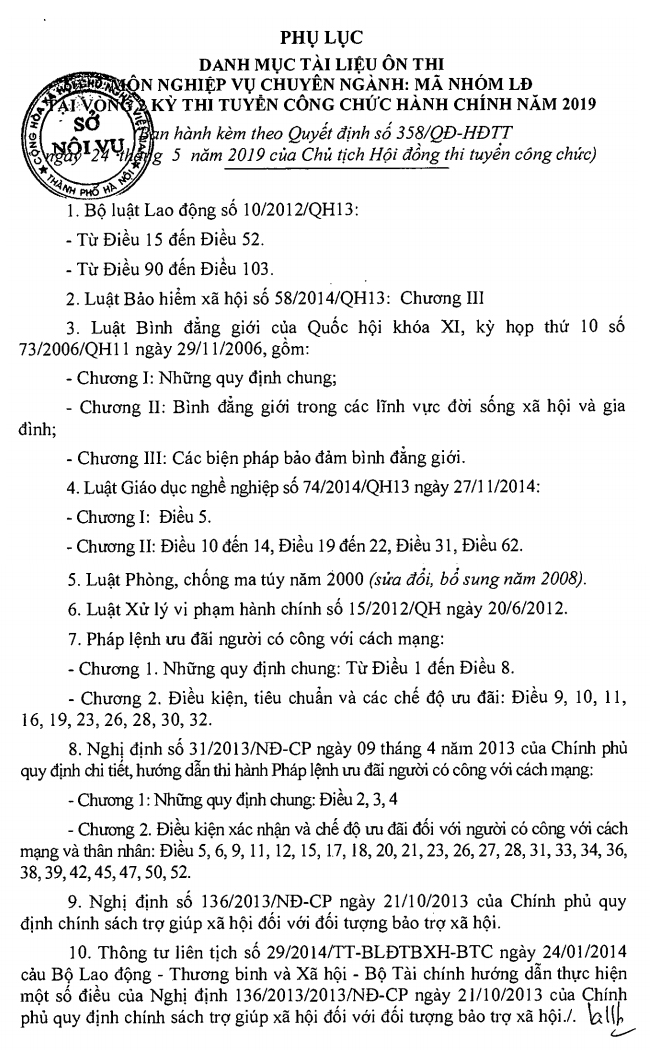 Tài liệu thi công chức ngành lao động