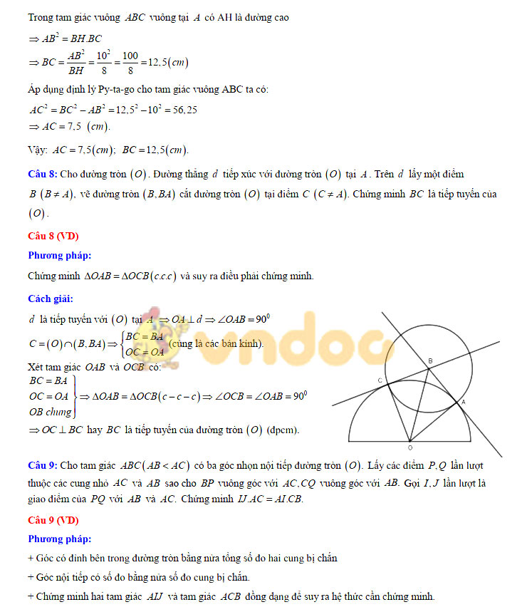 Đáp án đề thi vào lớp 10 môn Toán tỉnh Thái Nguyên năm 2019