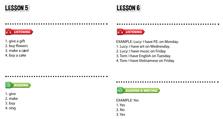 Giải Tiếng Anh 4 i-Learn Smart Start grade 4 Theme 2