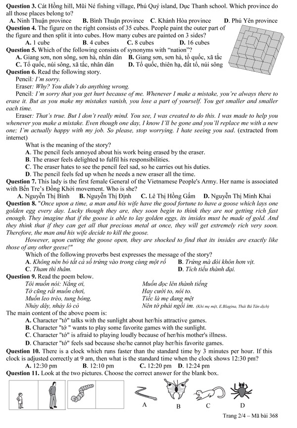 Đề thi vào lớp 6 THPT Trần Đại Nghĩa