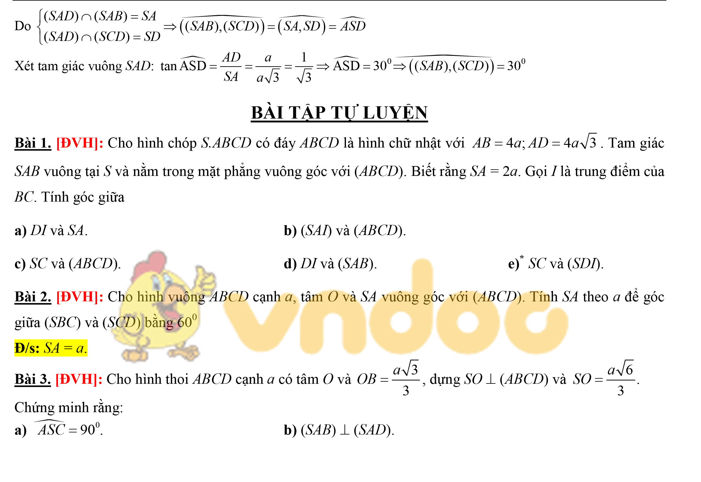 Góc giữa hai mặt phẳng phần 2