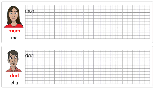 Tập viết Tiếng Anh lớp 4 Starter My Family