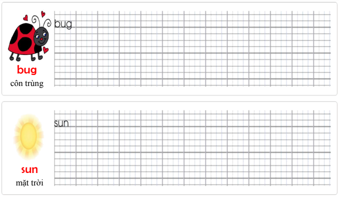 Tập viết Tiếng Anh lớp 3 Unit 1 Clean up