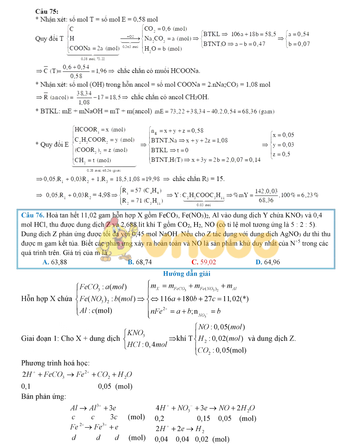 Lời giải chi tiết đề thi chính thức THPT Quốc gia năm 2019 môn Hóa học
