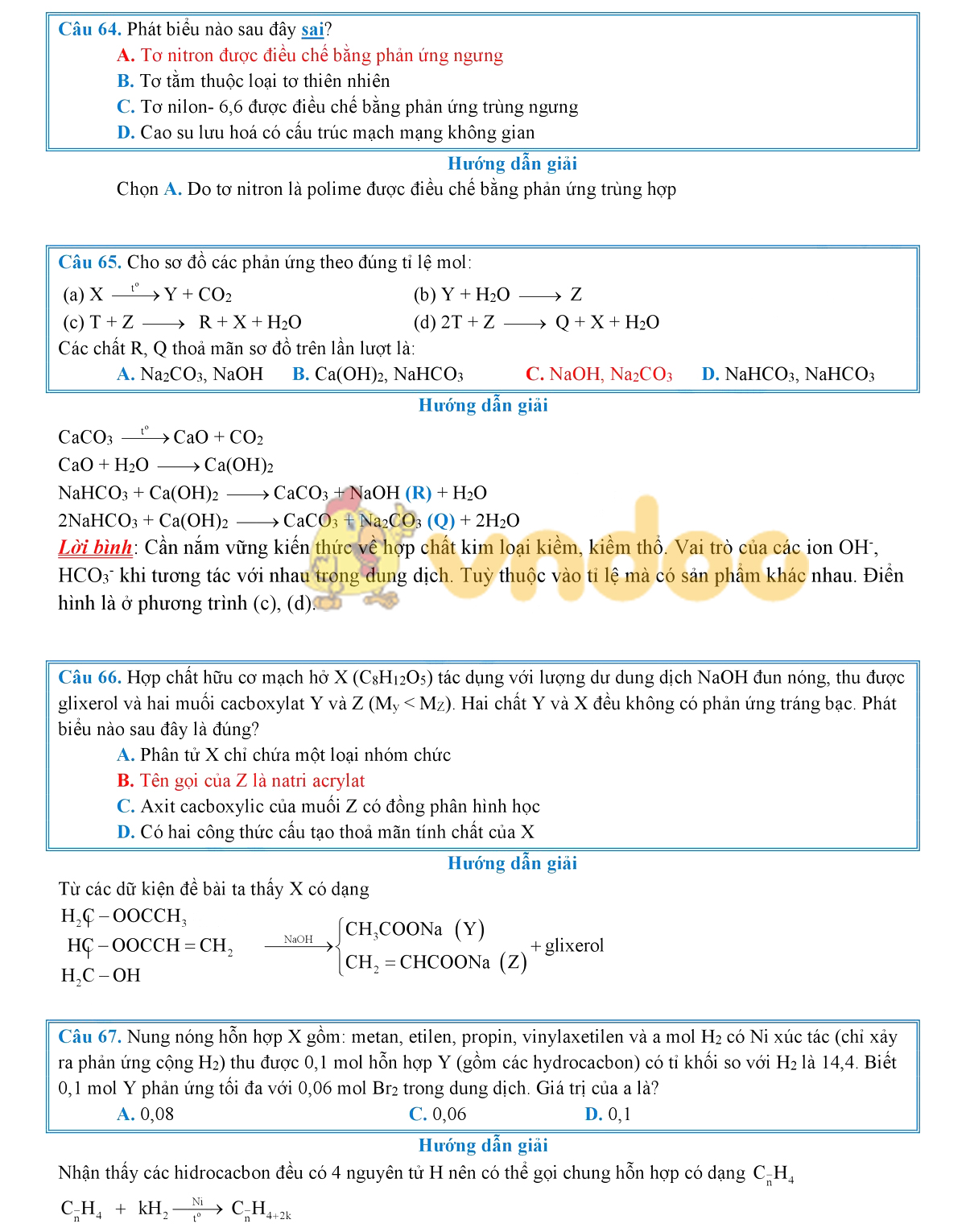 Lời giải chi tiết đề thi chính thức THPT Quốc gia năm 2019 môn Hóa học