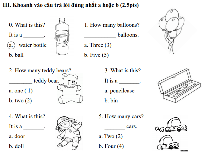 Bài tập ôn hè môn Tiếng Anh lớp 1 lên lớp 2