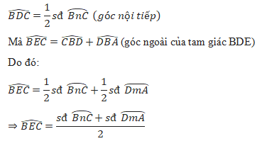 Giải bài tập SGK Toán lớp 9 bài 5: Góc có đỉnh ở bên trong đường tròn. Góc có ngoài ở bên trong đường tròn