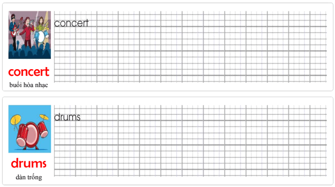 Tập viết Tiếng Anh lớp 5 Unit 4 We had a concert