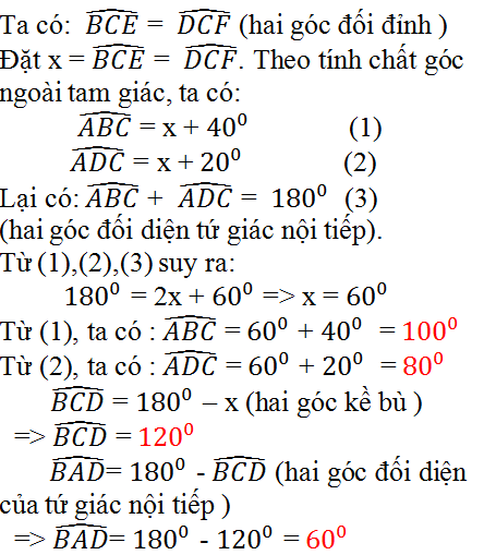 Giải bài tập SGK Toán lớp 9 bài 7: Tứ giác nội tiếp