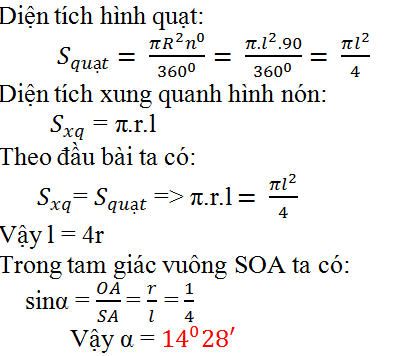 Giải bài tập SGK Toán lớp 9 bài 2: Hình nón - Hình nón cụt - Diện tích xung quanh và thể tích của hình nón, hình nón cụt