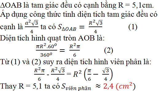 Giải bài tập SGK Toán lớp 9 bài 10: Diện tích hình tròn, hình quạt tròn