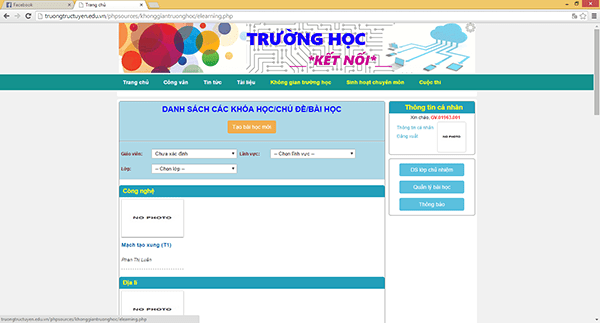 Giao diện trường học kết nối