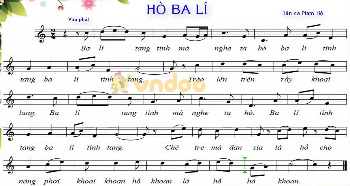 Soạn Âm nhạc lớp 8 Tiết 11: Học hát: Bài Hò ba lí