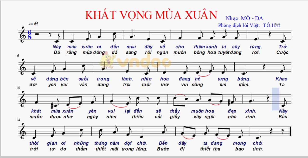 Soạn Âm nhạc lớp 8 Tiết 19: Học hát: Khát vọng mùa xuân