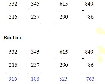 Trừ các số có ba chữ số (có nhớ)