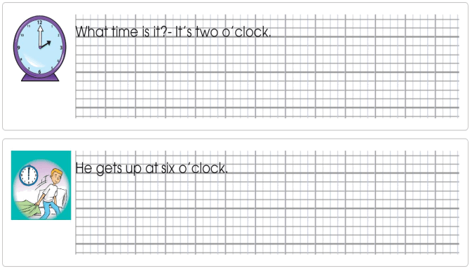 Tập viết Tiếng Anh lớp 3 Unit 6 What time is it?