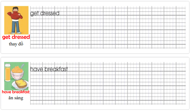 Tập viết Tiếng Anh lớp 4 Unit 6 Jim's Day