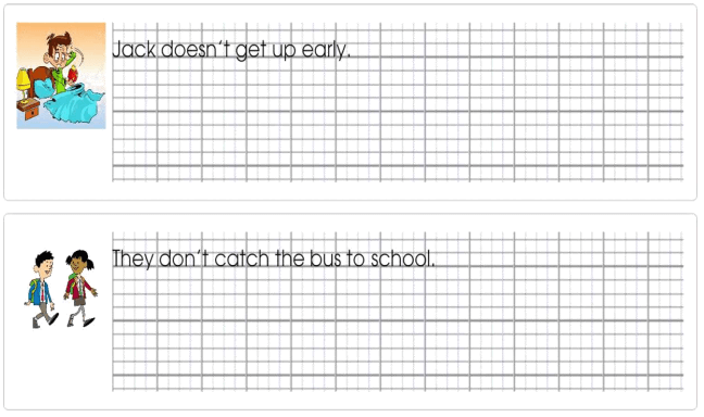 Tập viết Tiếng Anh lớp 4 Unit 6 Jim's Day