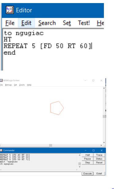 Giải bài tập Tin học lớp 5: Thủ tục trong Logo (tiếp)