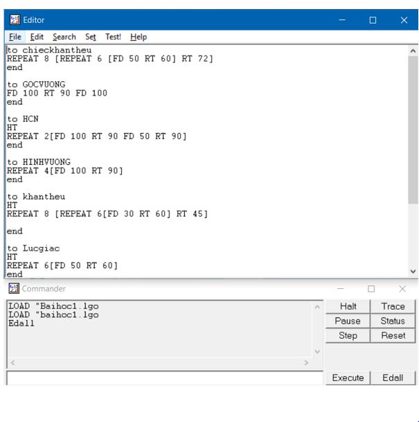 Giải bài tập Tin học lớp 5: Thủ tục trong Logo (tiếp)