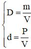 Khối lượng riêng, Trọng lượng riêng