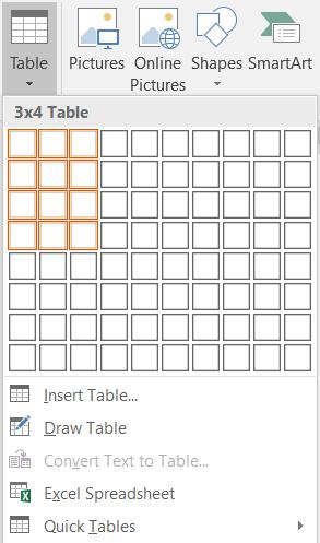 Tạo bảng trong văn bản